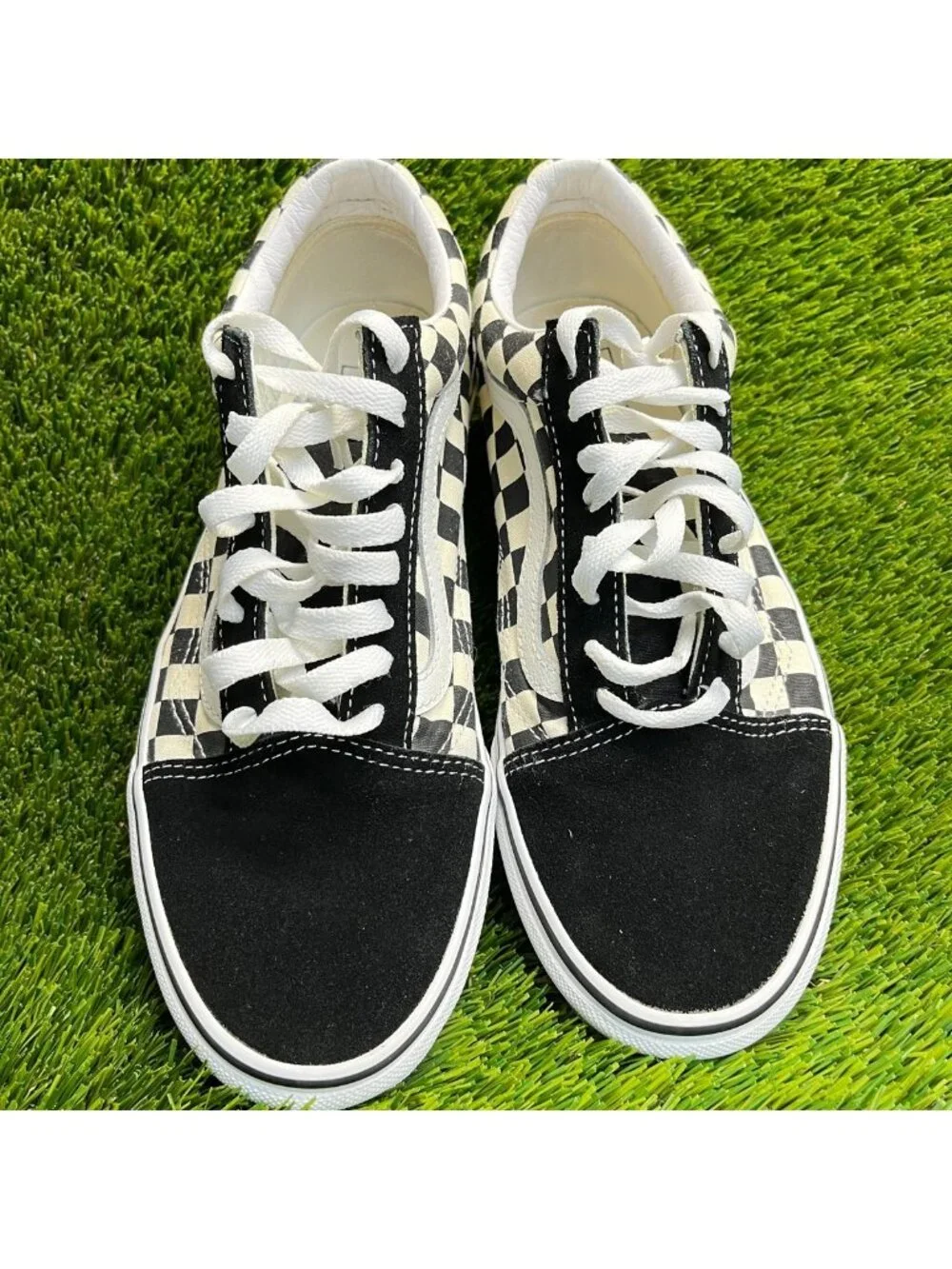 Vans Old Skool Checkerboard Mens Size 9 Black White Gum Athletic Shoes Sneakers